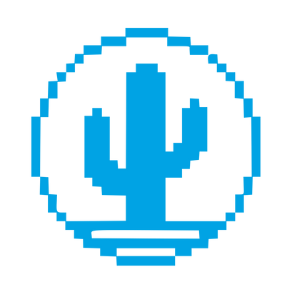 Pixel Cactus Circle Logo #00a3e4