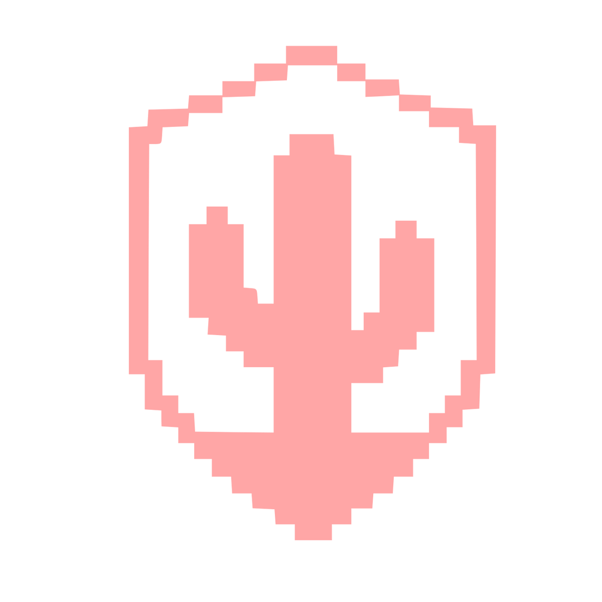 Pixel Cactus Shield Logo #ffa6a6