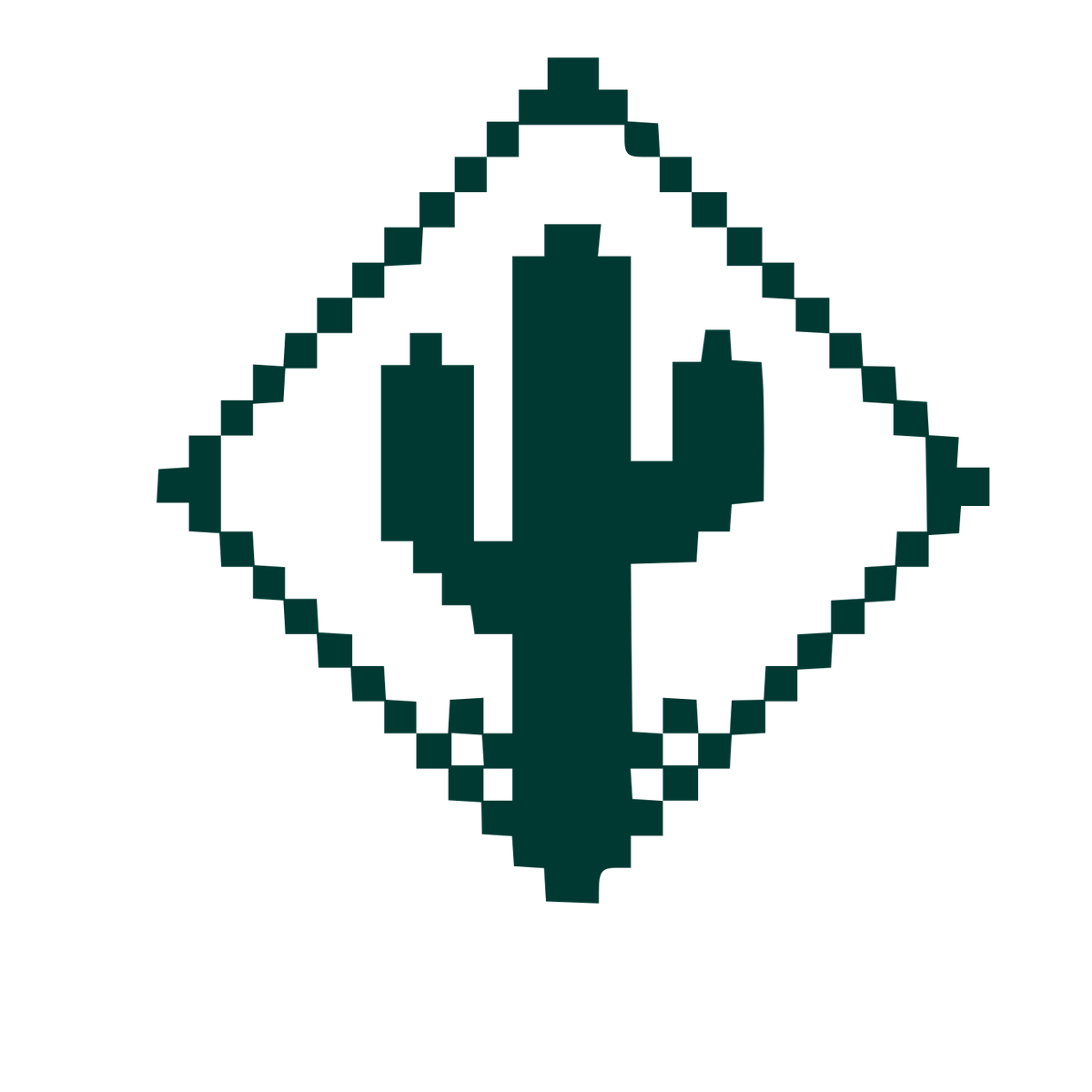 Pixel Cactus Diamond Logo #003932