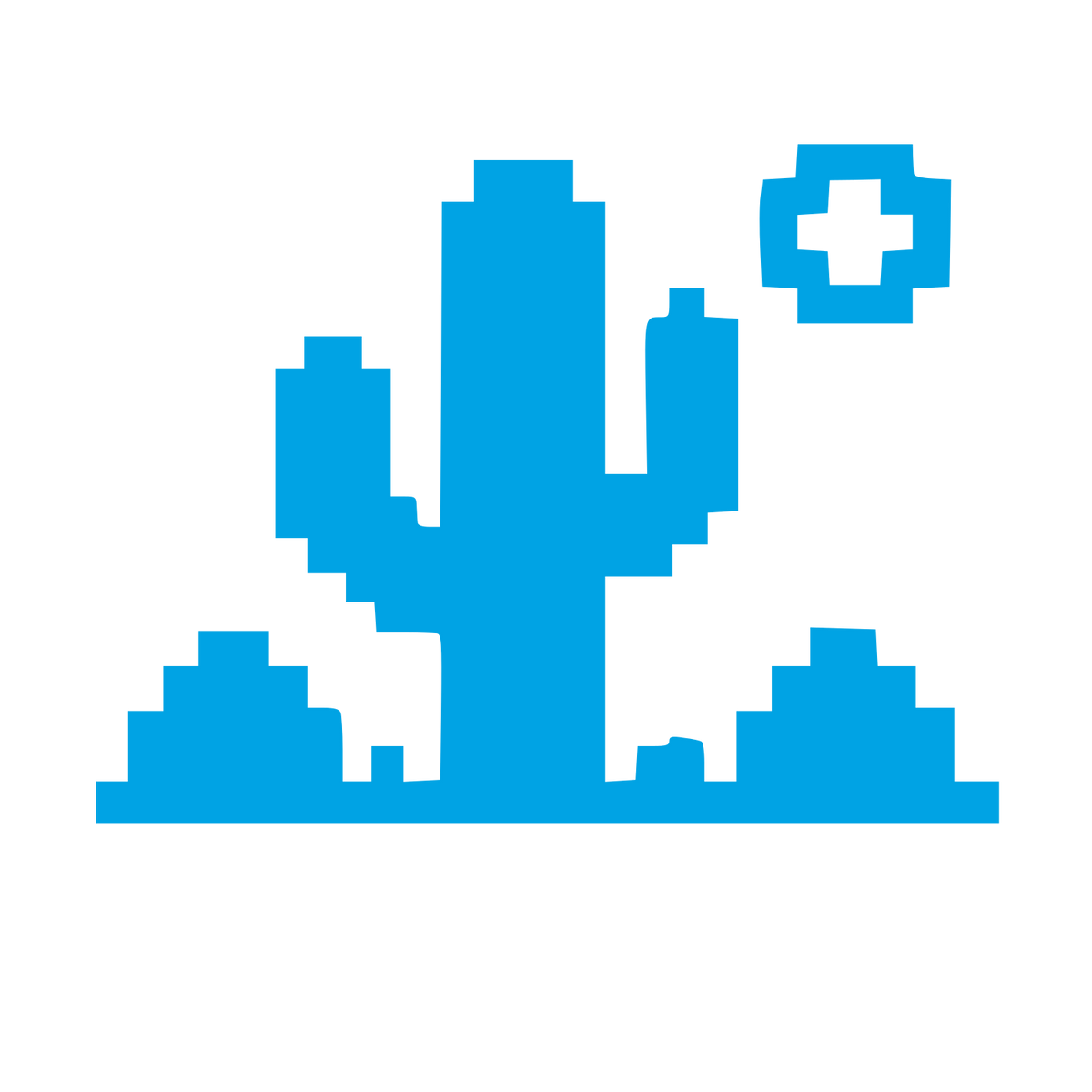 Pixel Cactus Desert Logo #00a3e4