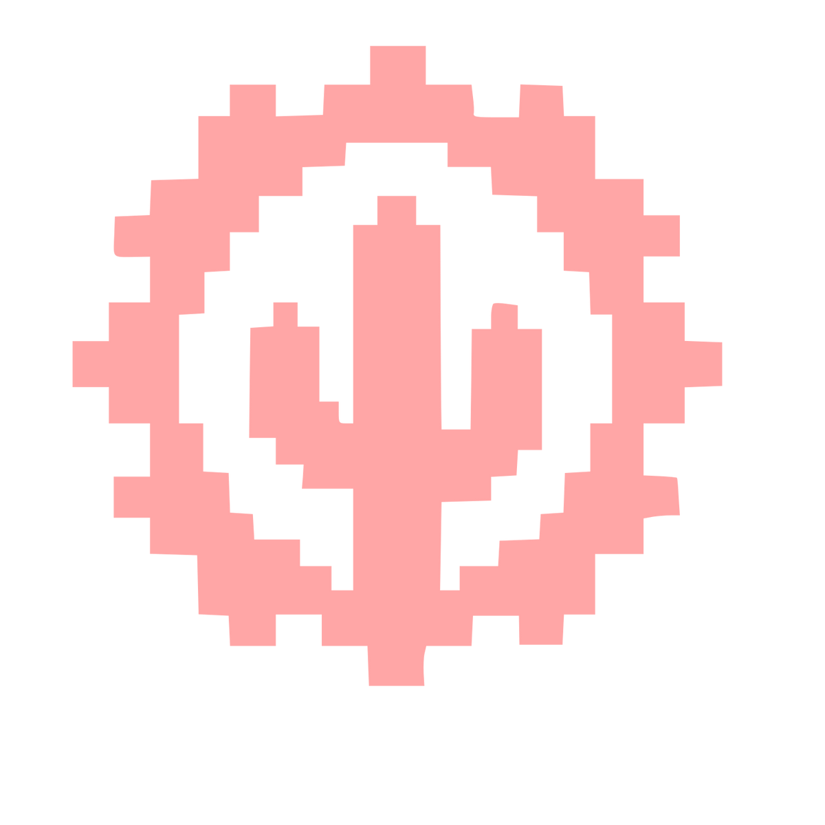 Pixel Cactus Emblem Logo #ffa6a6