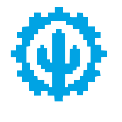 Pixel Cactus Emblem Logo #00a3e4