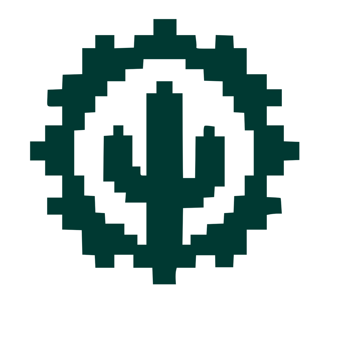 Pixel Cactus Emblem Logo #003932