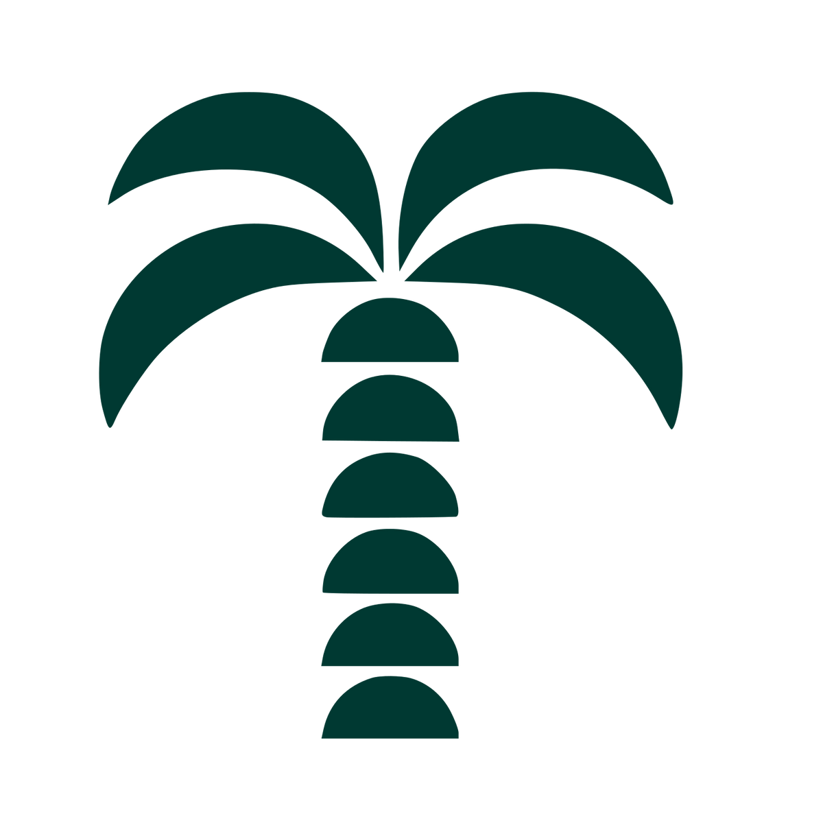 Bold Geometric Palm Tree Logo #003932