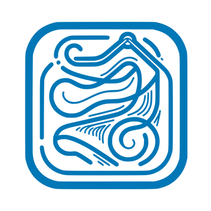 Wave Line Art in Square #0077B6