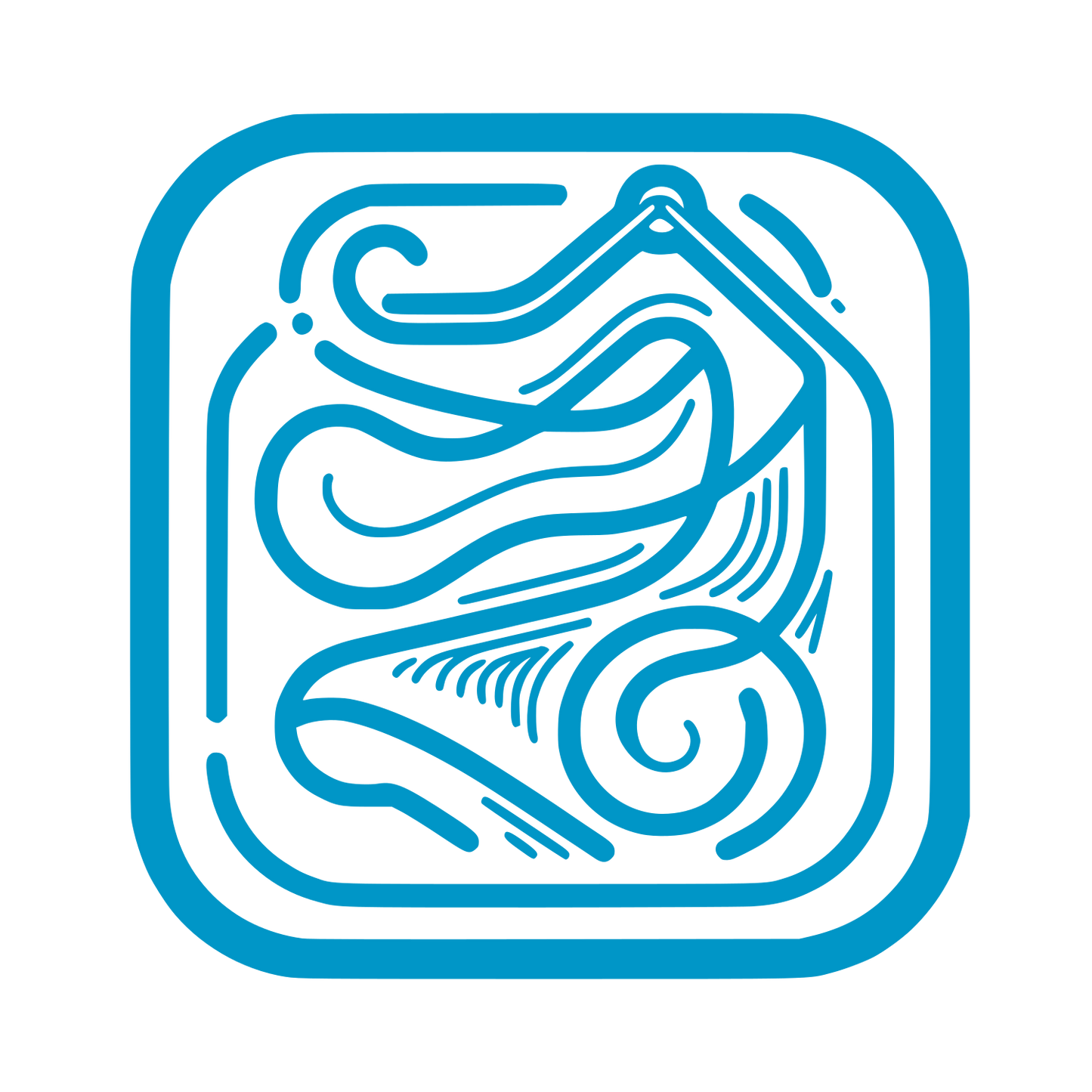 Wave Line Art in Square #0096C7