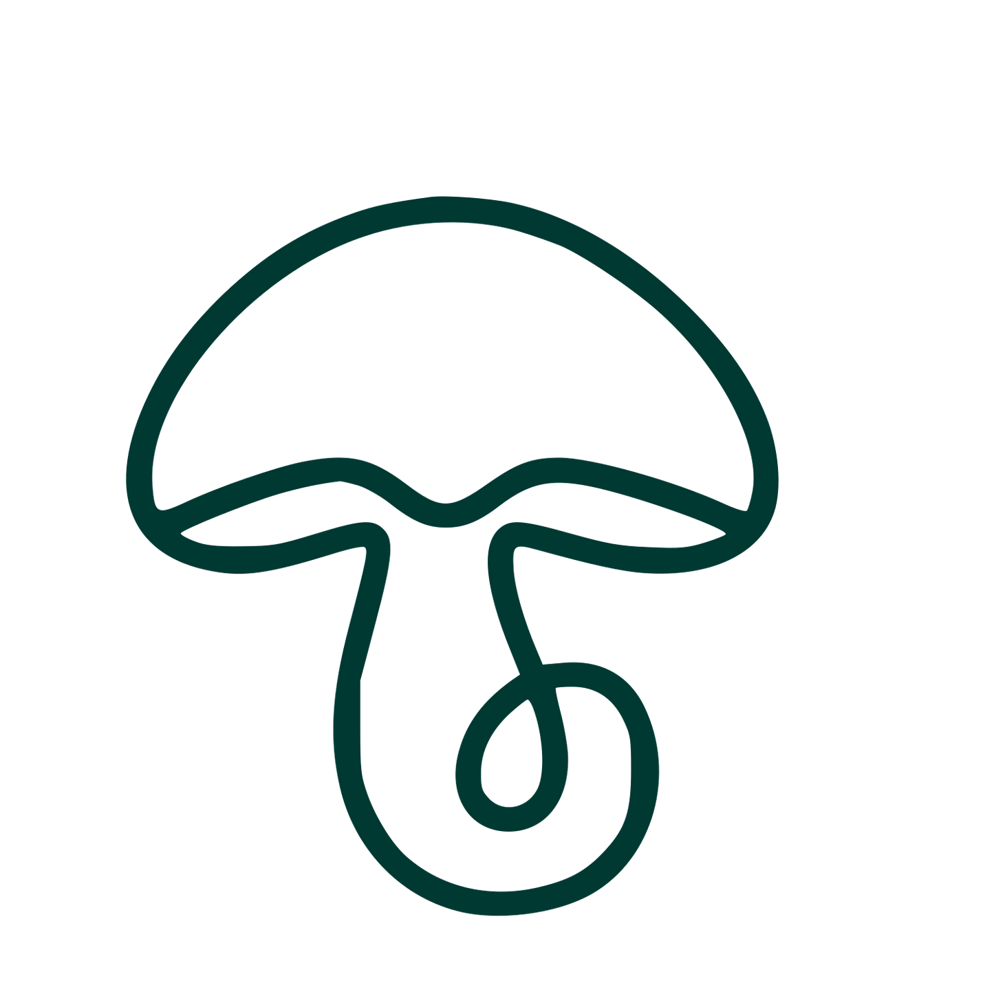 Monoline Mushroom Logo #003932