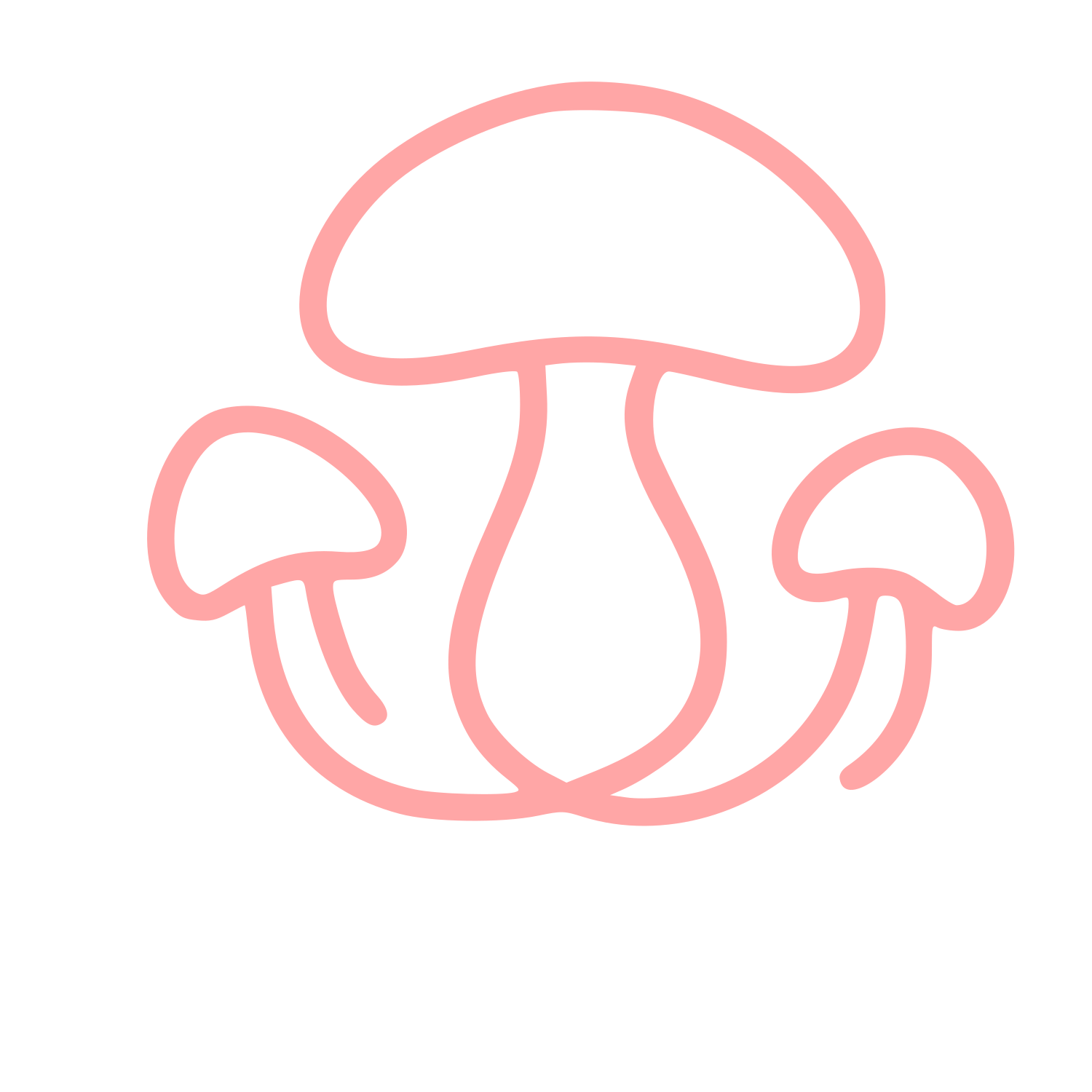 Monoline Mushroom Trio Logo #ffa6a6