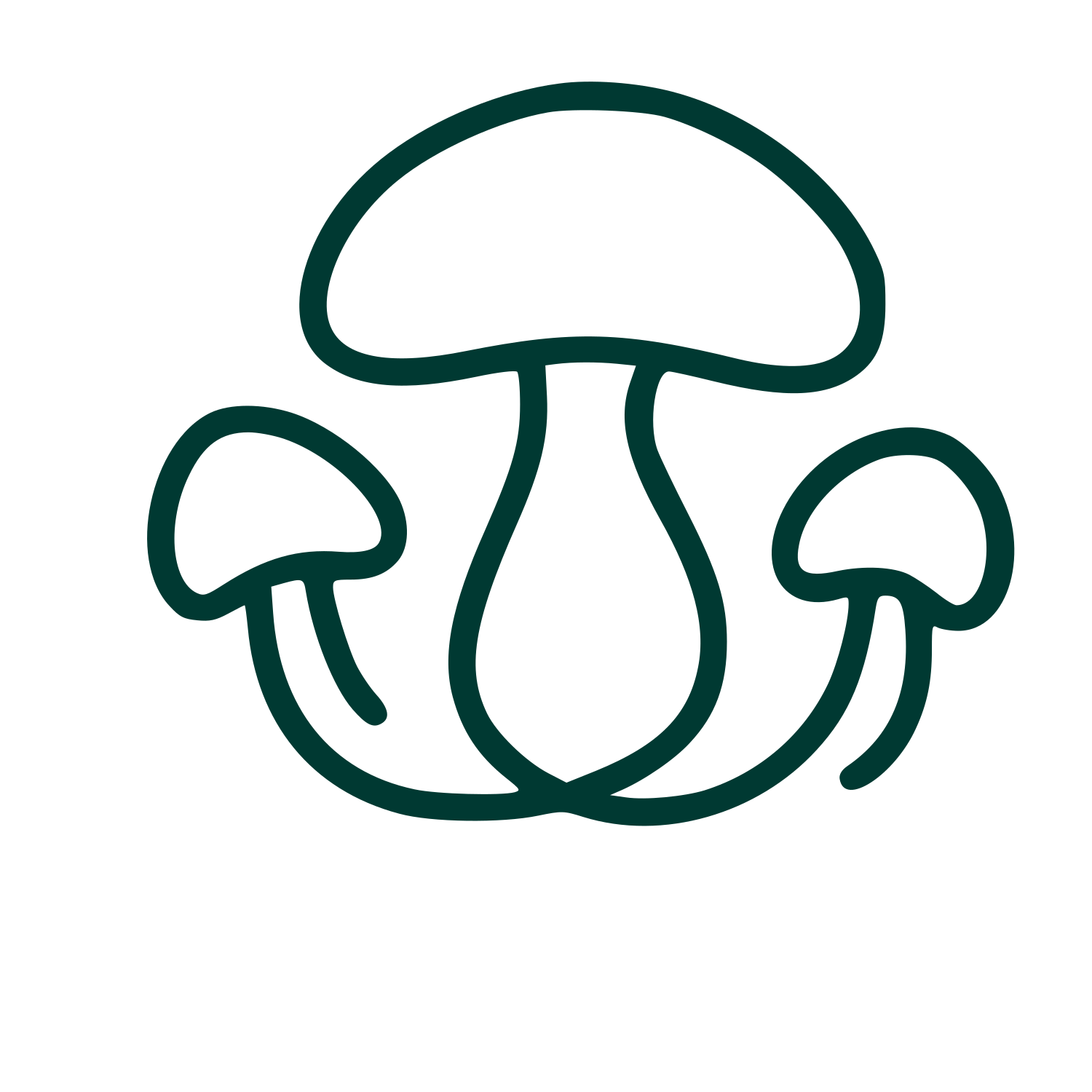 Monoline Mushroom Trio Logo #003932