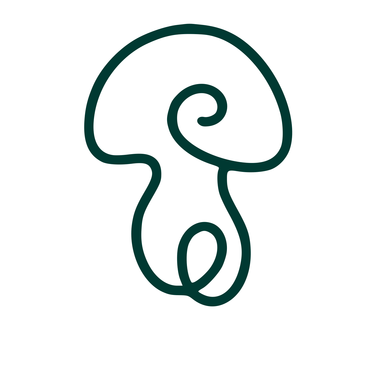 Monoline Mushroom Swirl Logo #003932