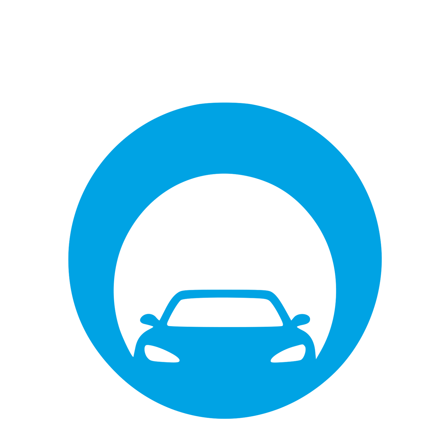 Car Tunnel Negative Space Logo #00a3e4