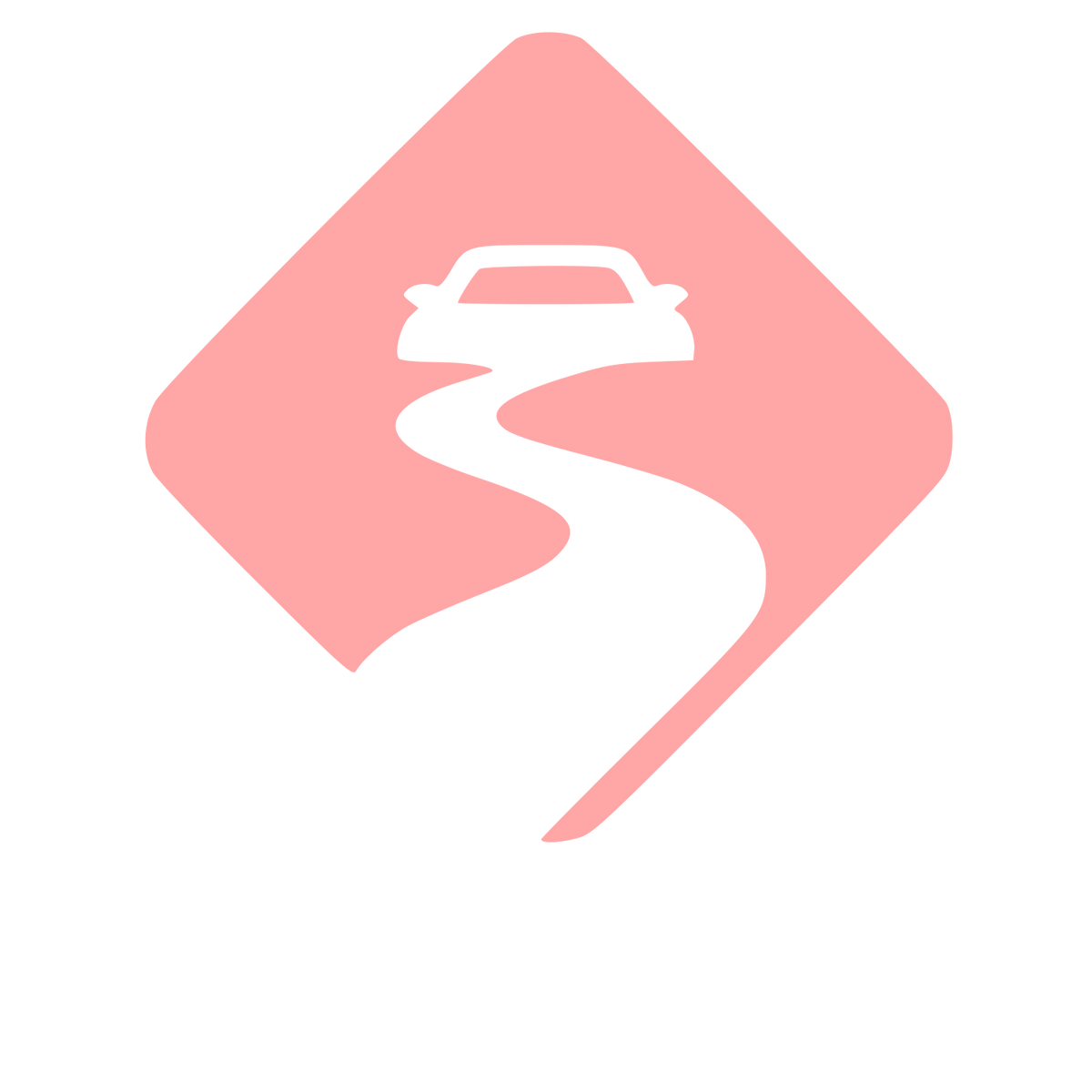 Car on Winding Road Logo #ffa6a6