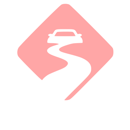 Car on Winding Road Logo #ffa6a6