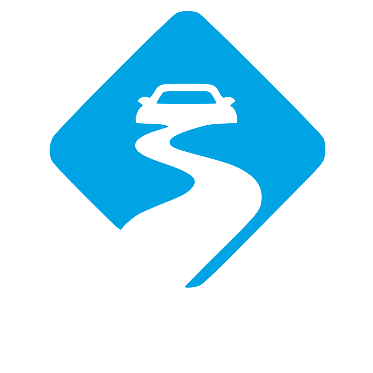 Car on Winding Road Logo #00a3e4