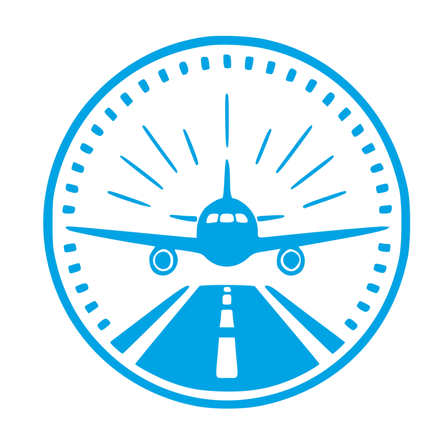 Airplane Runway Badge Logo #00a3e4