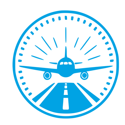 Airplane Runway Badge Logo #00a3e4