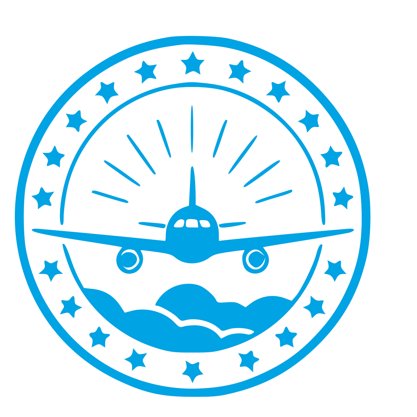 Airplane Badge Stamp Logo #00a3e4