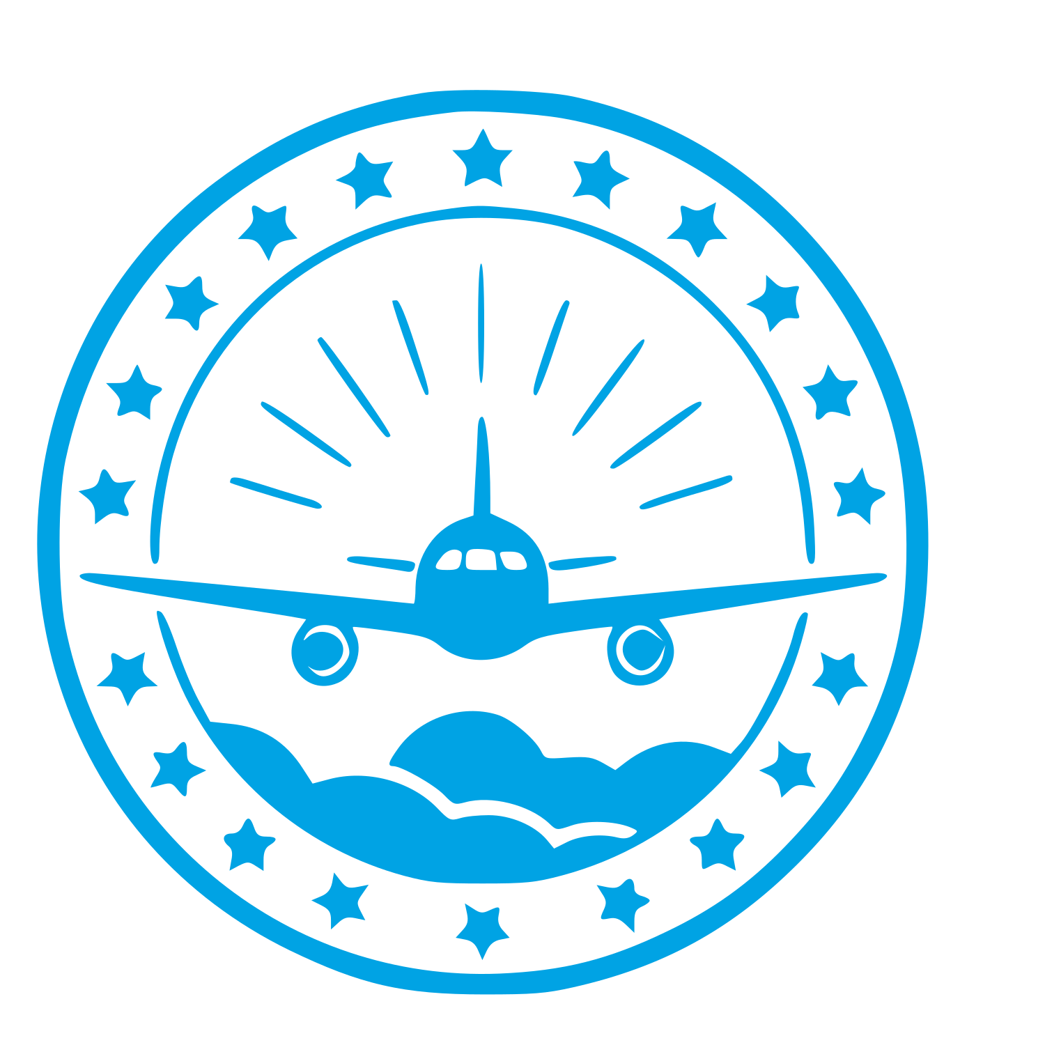 Airplane Badge Stamp Logo #00a3e4