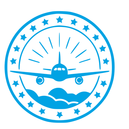 Airplane Badge Stamp Logo #00a3e4