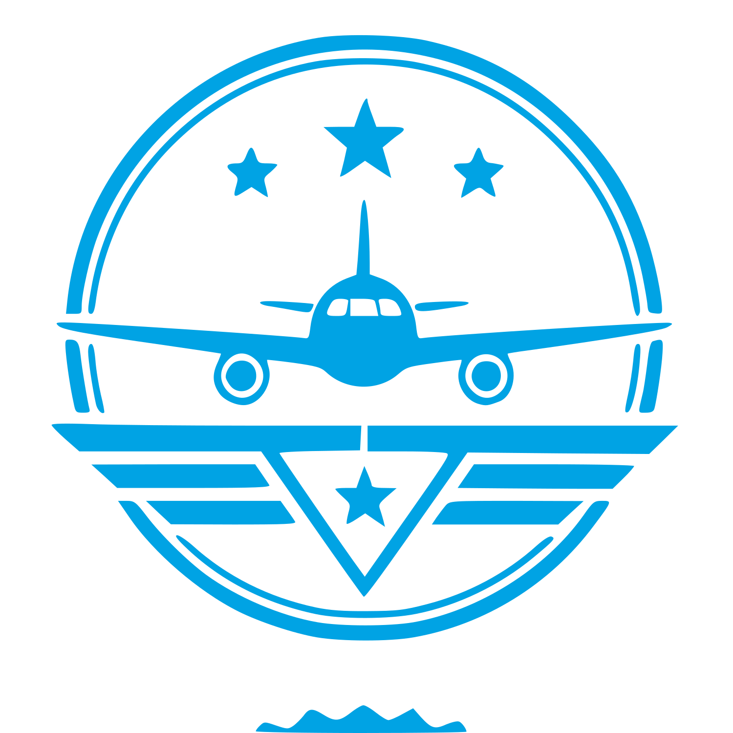 Airplane Badge Stamp Logo #00a3e4