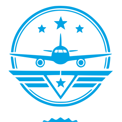 Airplane Badge Stamp Logo #00a3e4