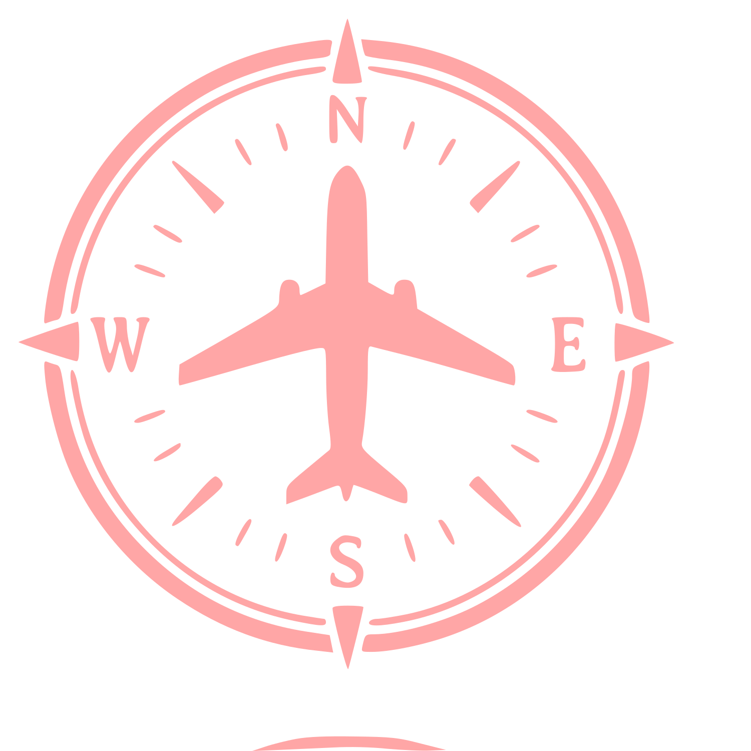 Airplane Compass Badge Logo #ffa6a6