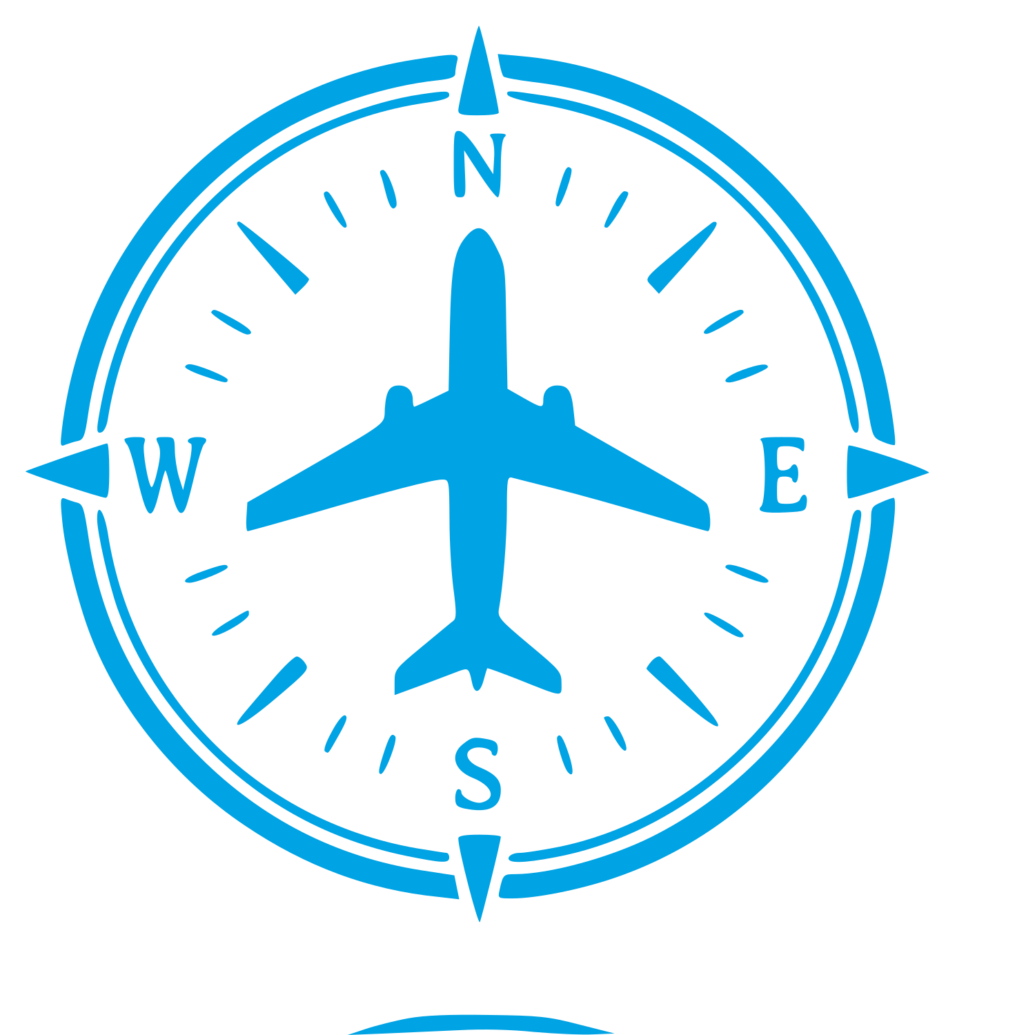 Airplane Compass Badge Logo #00a3e4