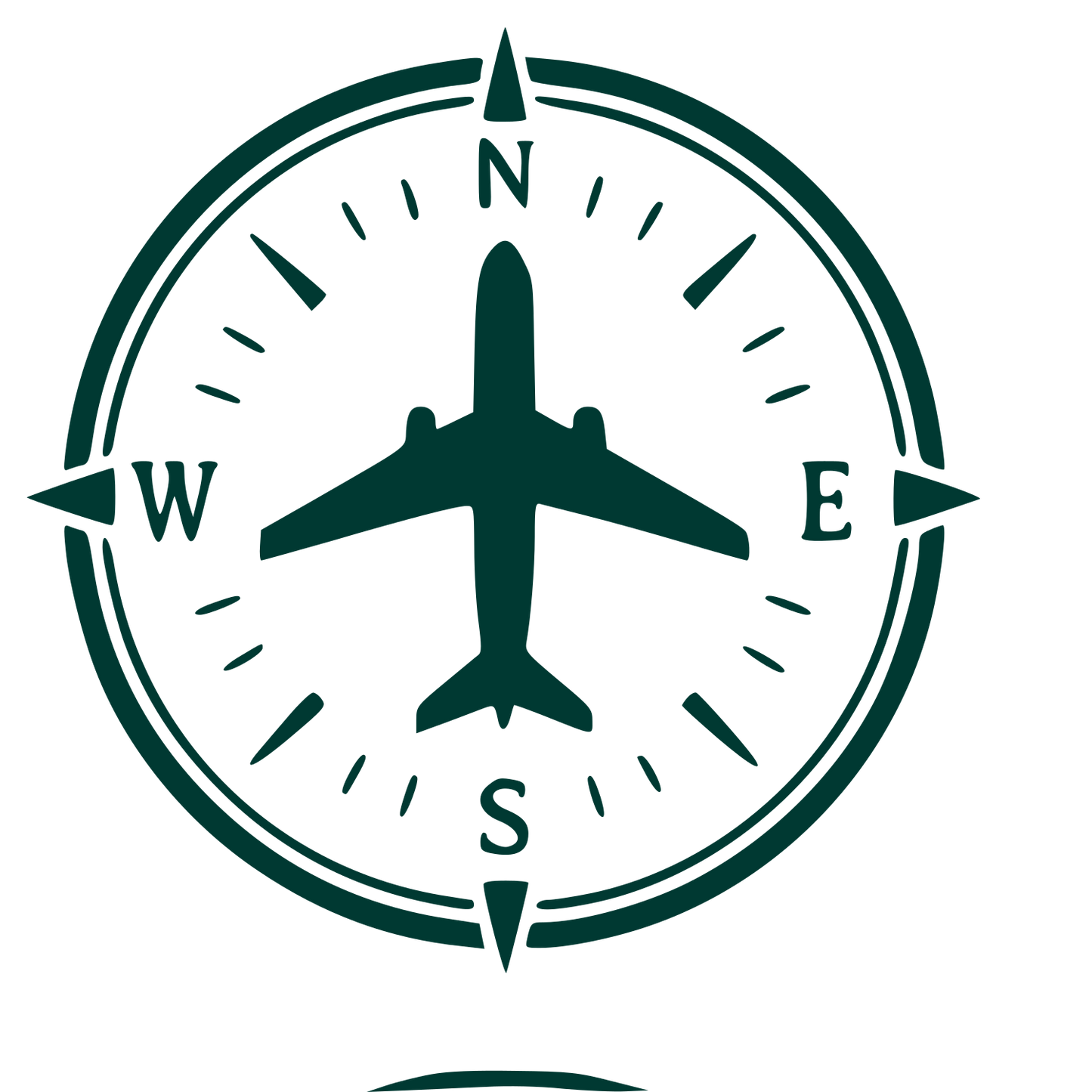 Airplane Compass Badge Logo #003932