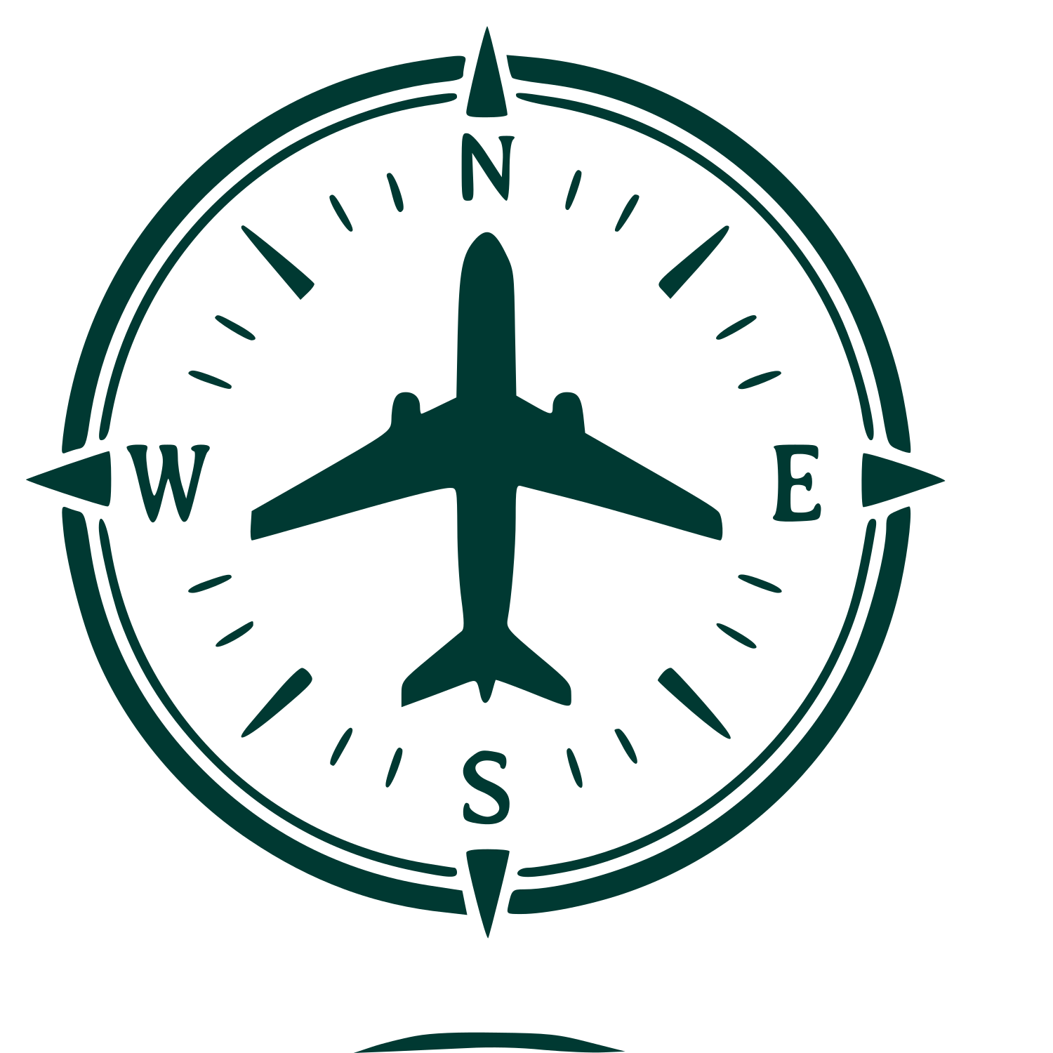 Airplane Compass Badge Logo #003932