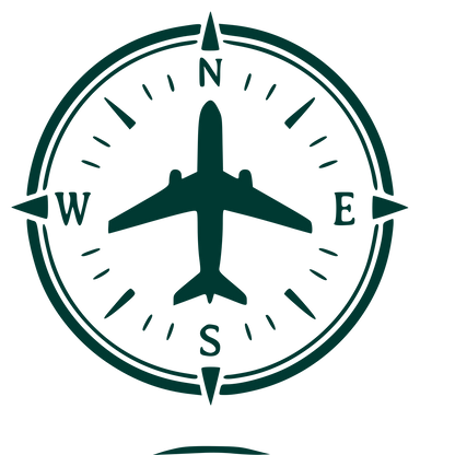 Airplane Compass Badge Logo #003932