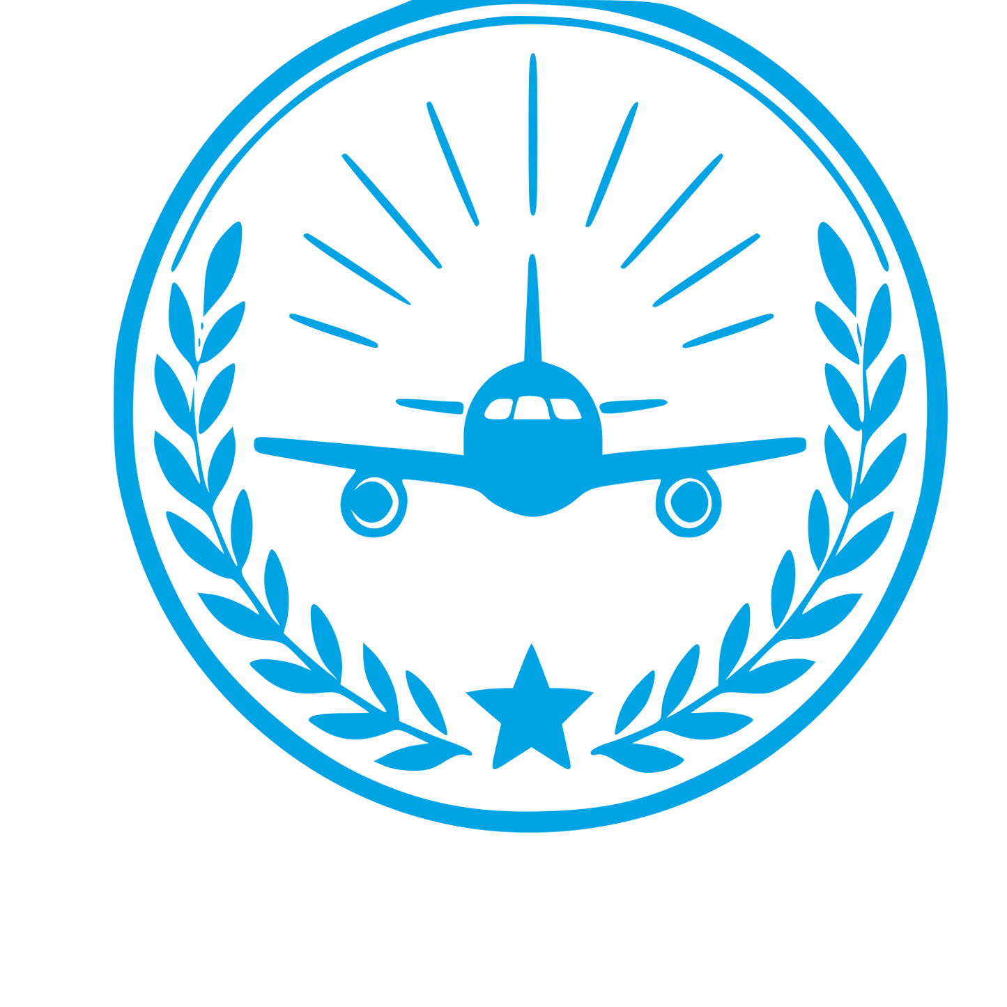 Airplane Badge Stamp Logo #00a3e4