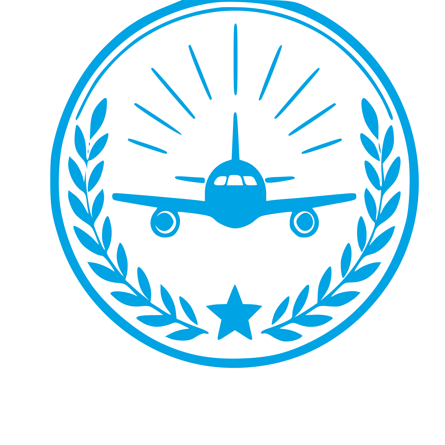 Airplane Badge Stamp Logo #00a3e4