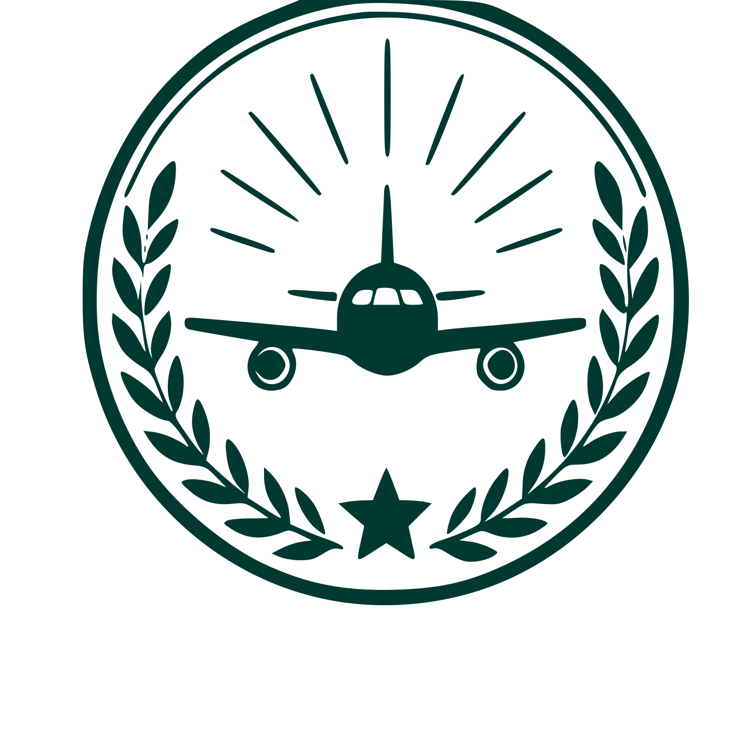 Airplane Badge Stamp Logo #003932