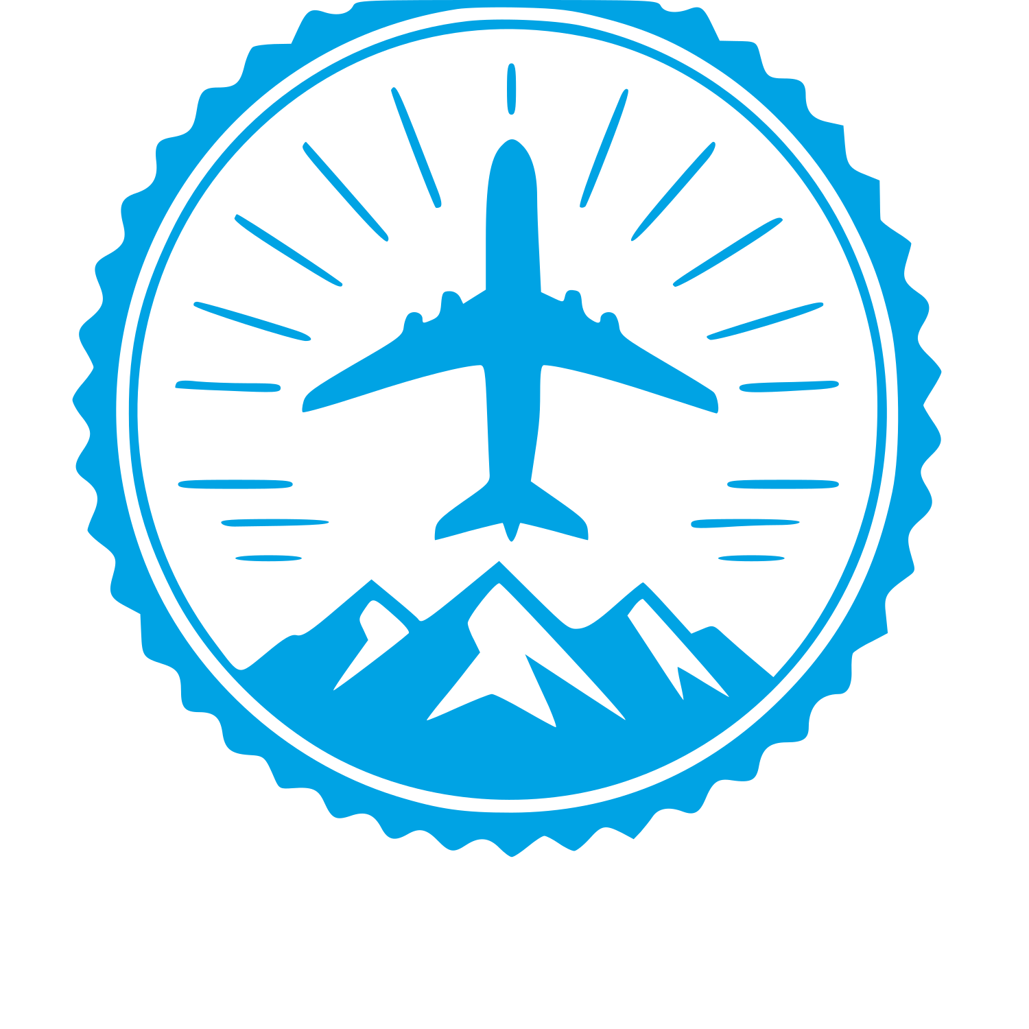 Airplane Mountain Badge Logo #00a3e4