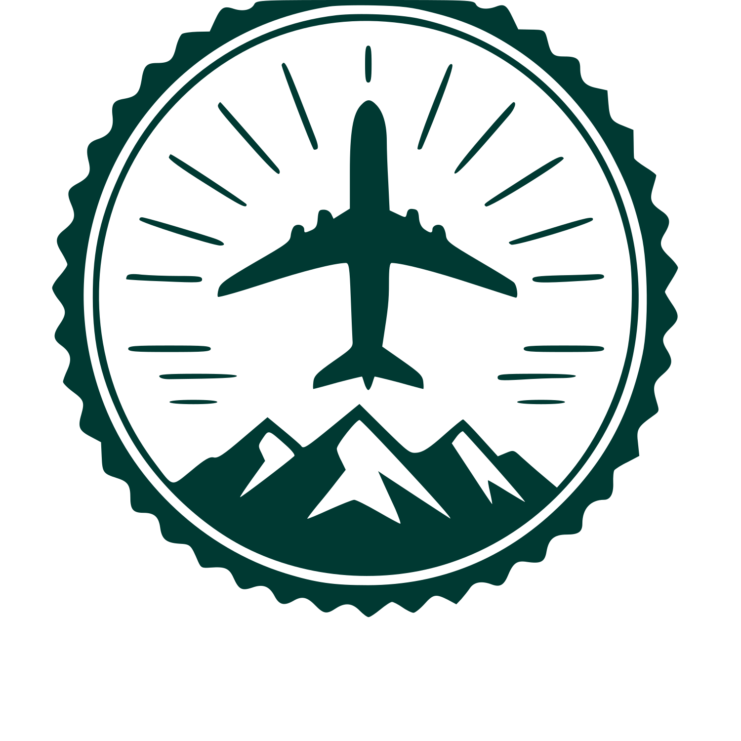 Airplane Mountain Badge Logo #003932