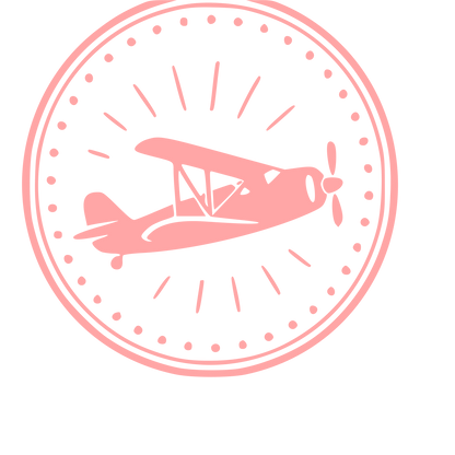 Vintage Biplane Stamp Badge Logo #ffa6a6