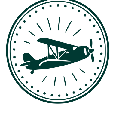 Vintage Biplane Stamp Badge Logo #003932