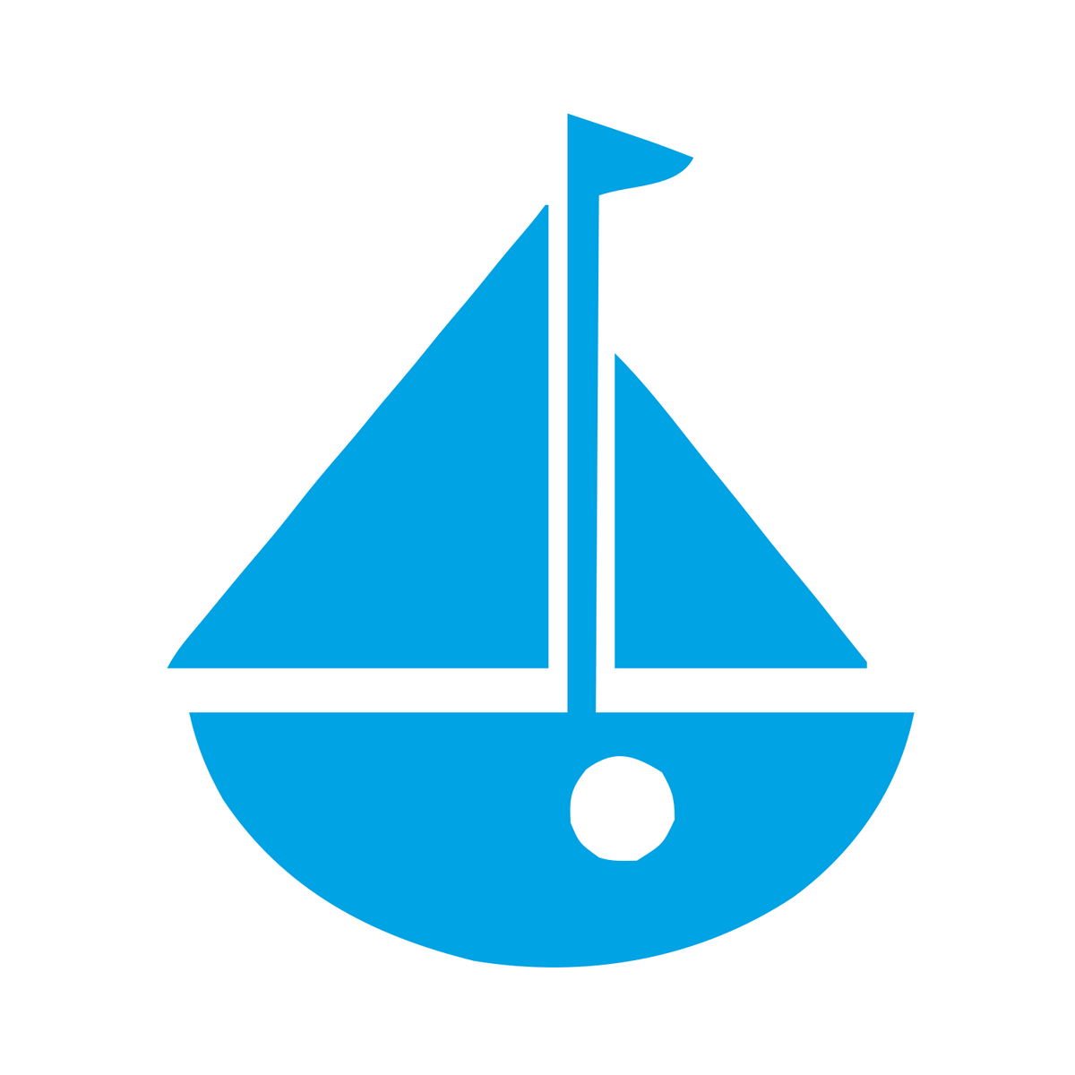 Sailboat with Flag Logo #ffffff/#00a3e4