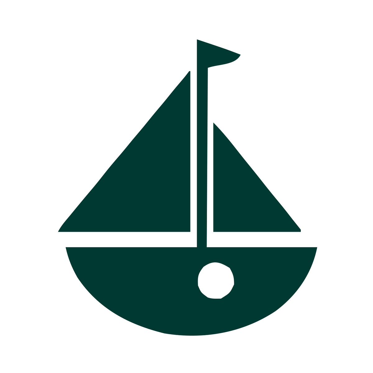 Sailboat with Flag Logo #ffffff/#003932