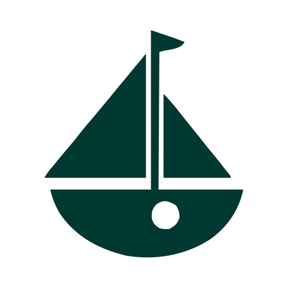 Sailboat with Flag Logo #ffffff/#003932