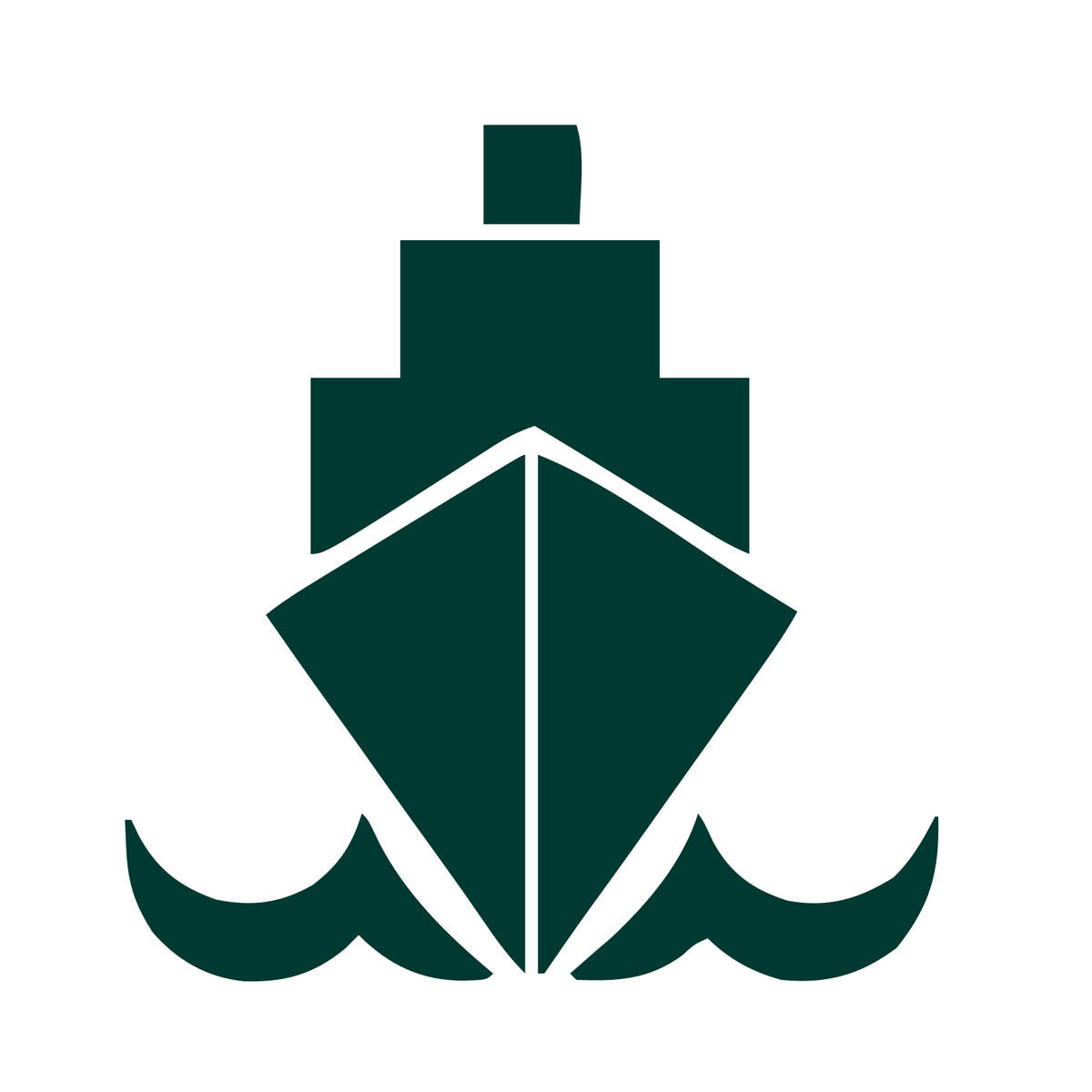 Ship Anchor Emblem Badge #ffffff/#003932