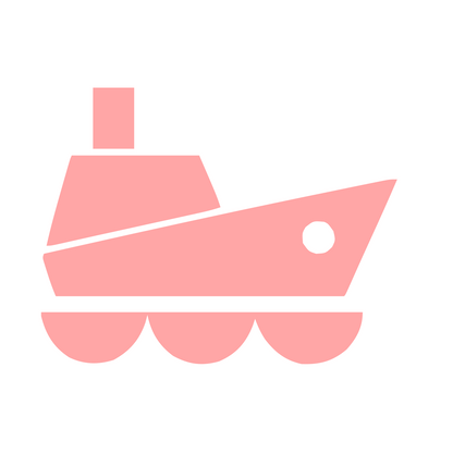 Cargo Ship Emblem Icon #ffffff/#ffa6a6
