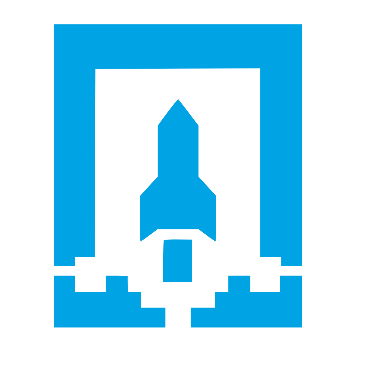 Pixel Rocket Launch Logo #00a3e4