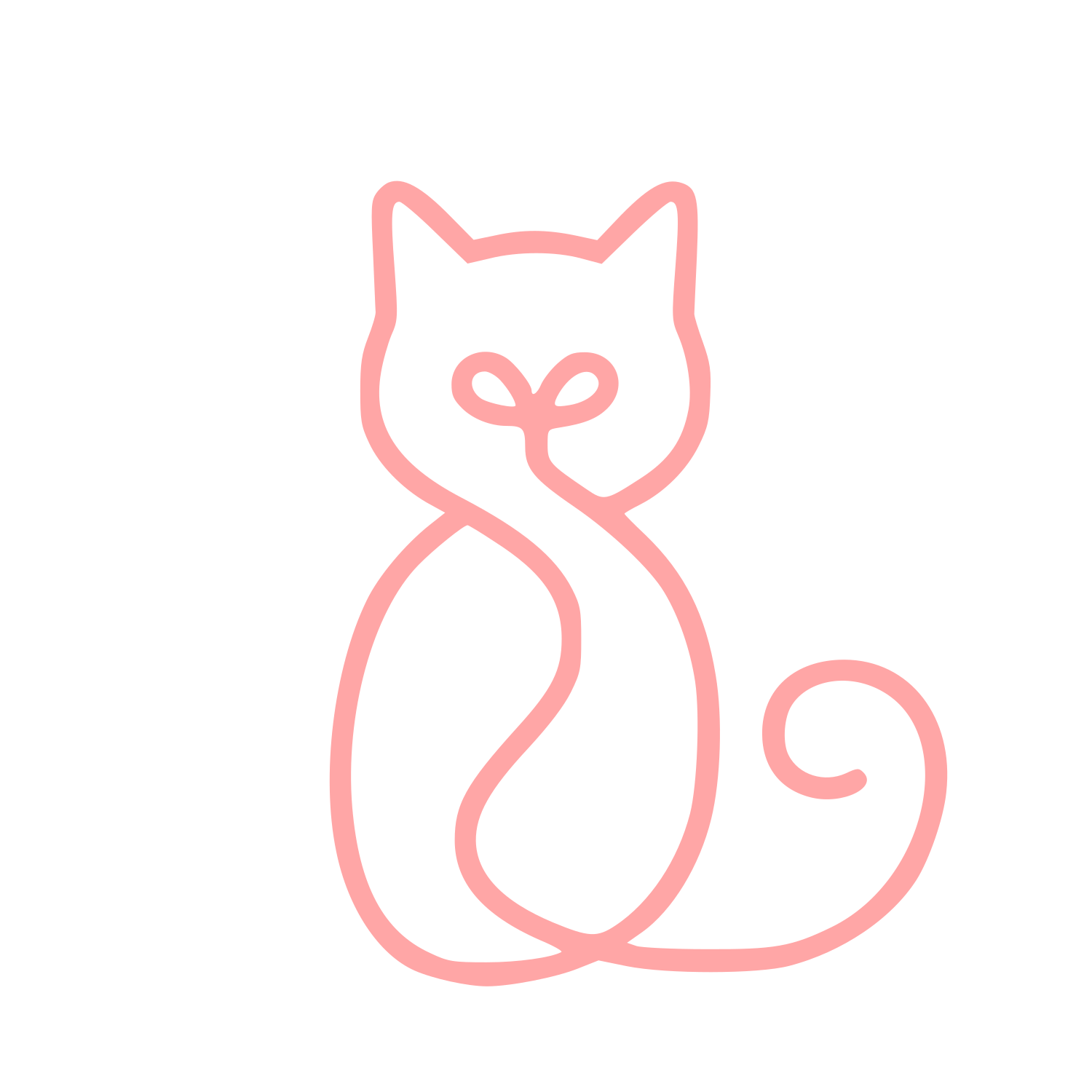 Monoline Cat Logo #ffa6a6