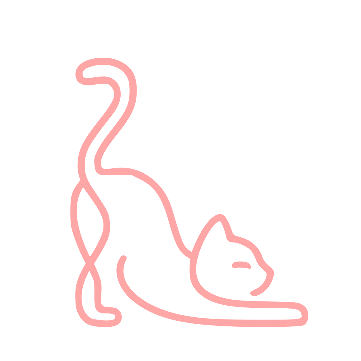 Monoline Stretching Cat Logo #ffa6a6