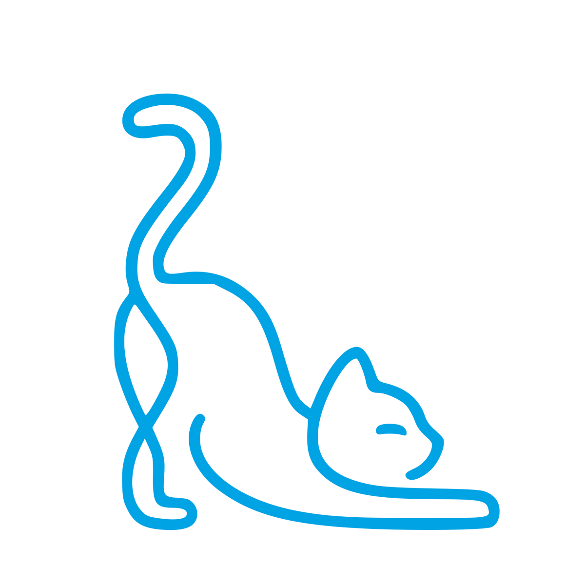 Monoline Stretching Cat Logo #00a3e4