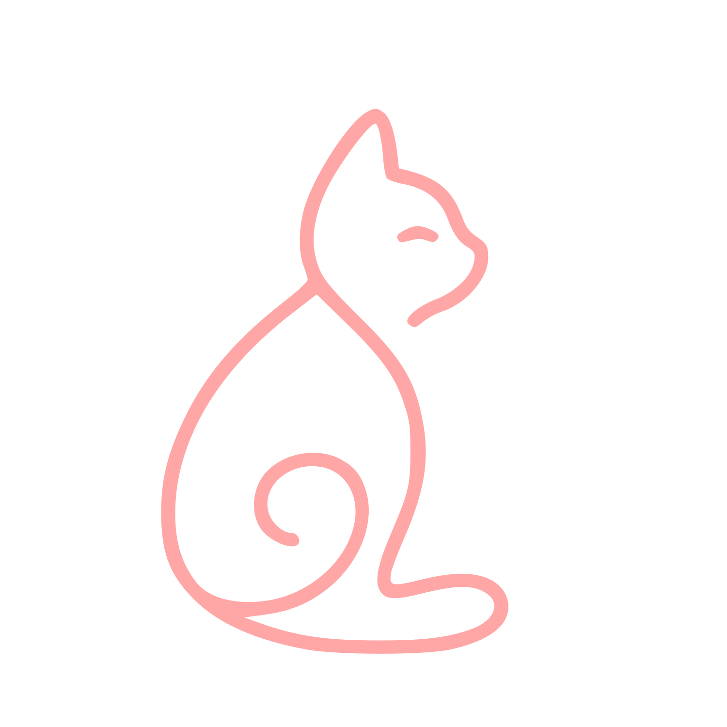 Monoline Sitting Cat Logo #ffa6a6