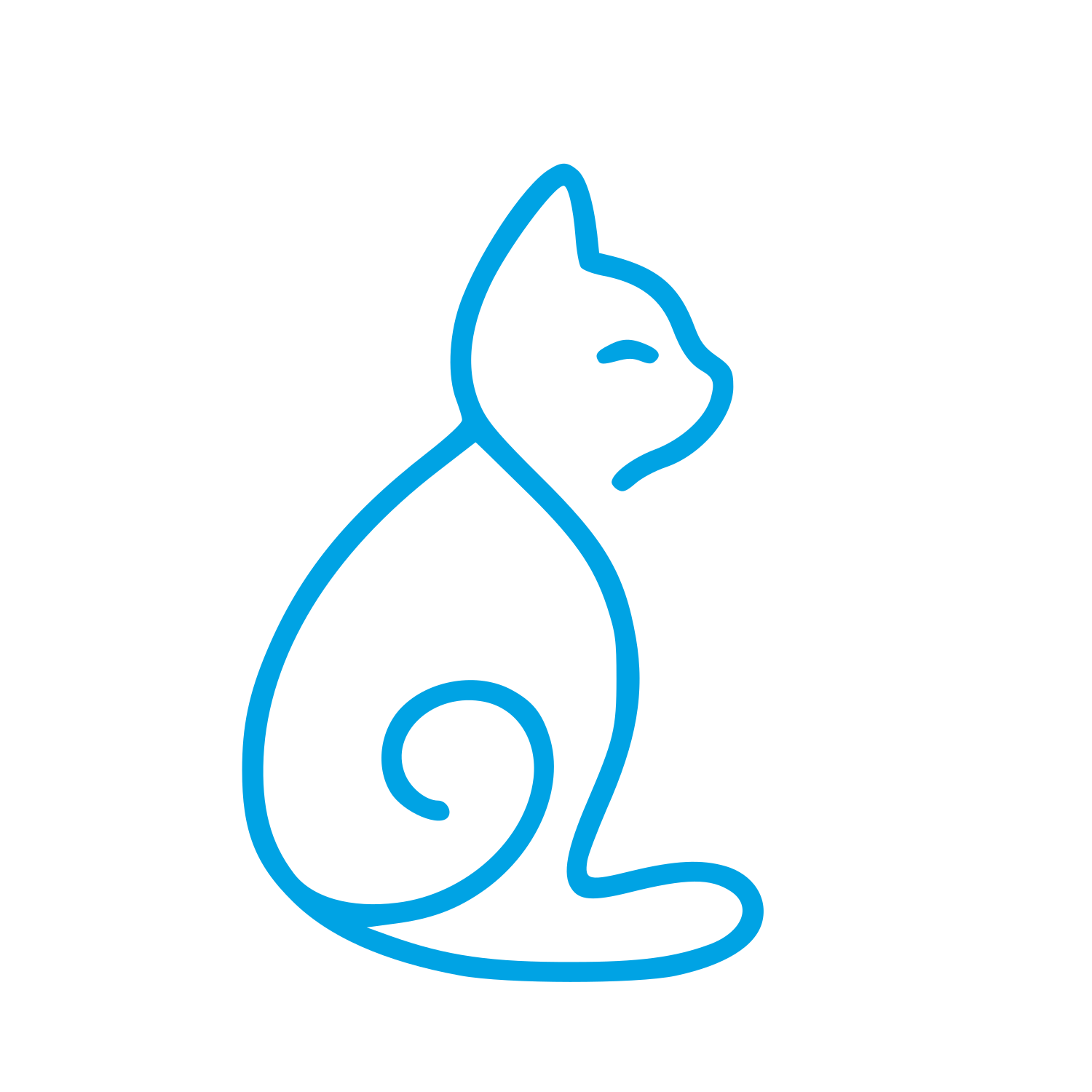 Monoline Sitting Cat Logo #00a3e4
