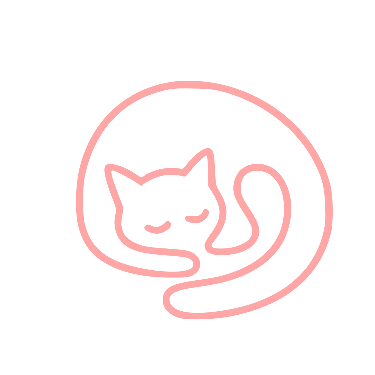 Sleeping Cat Monoline Logo #ffa6a6