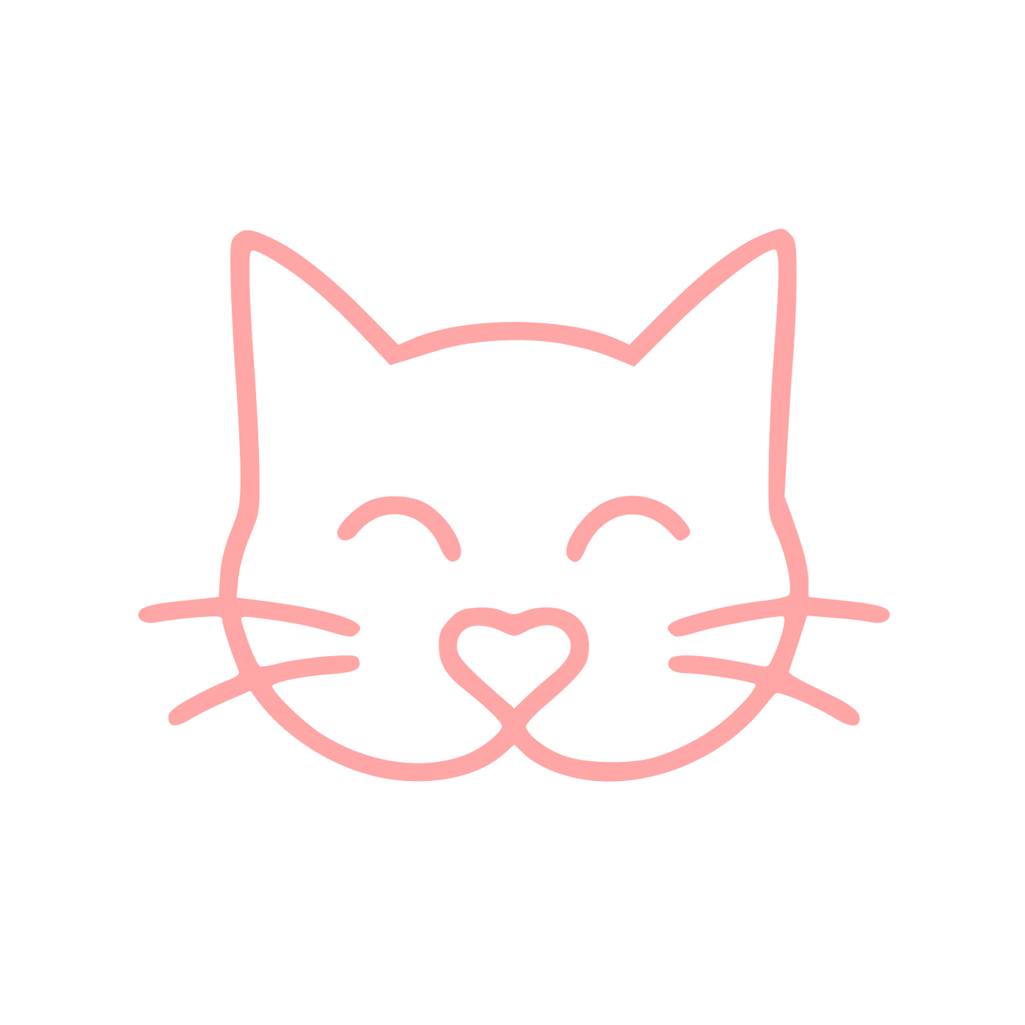 Monoline Cat Face Logo #ffa6a6